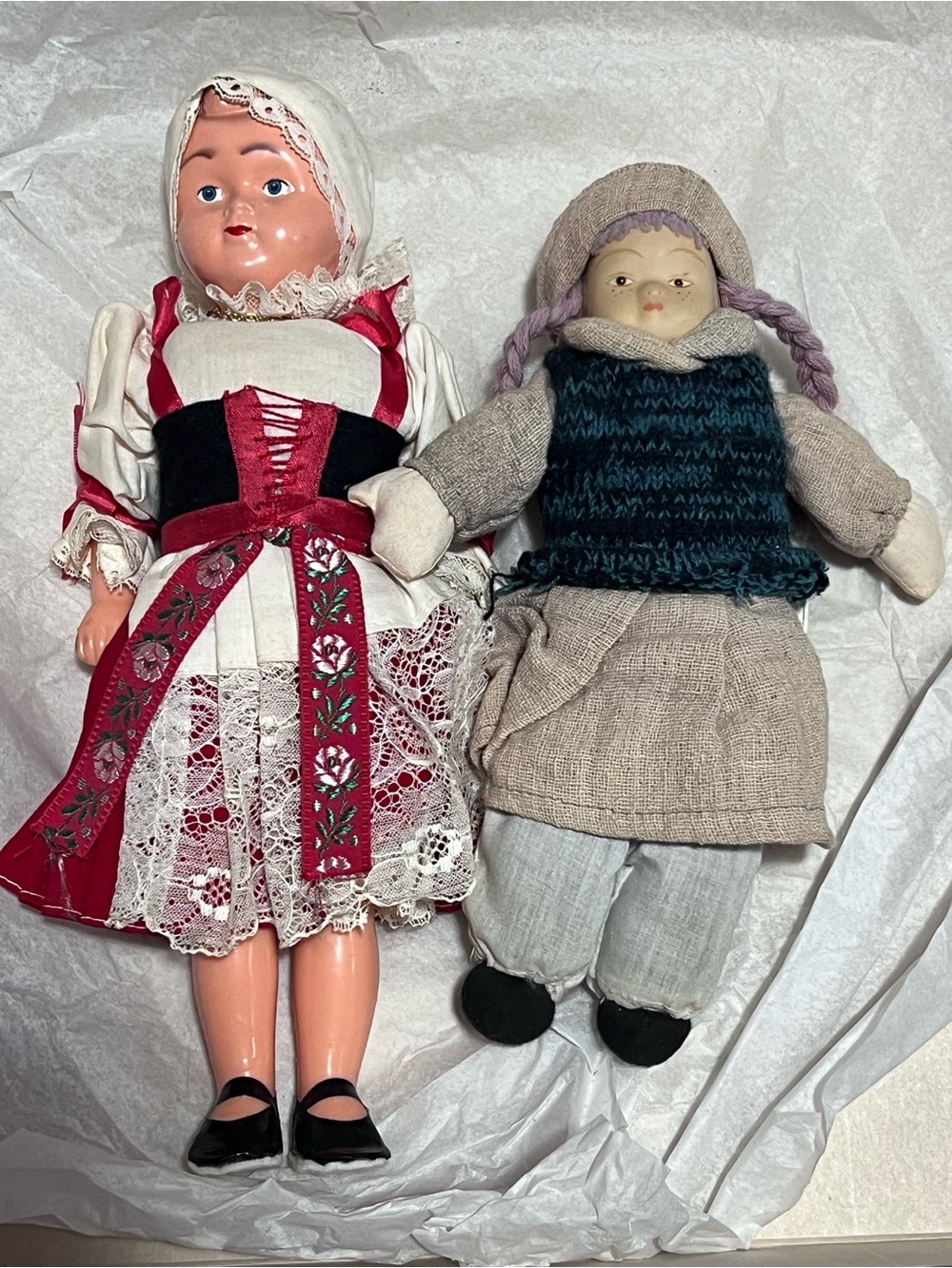 Vintage European Folk Souvenir Dolls Dressed In Traditional Clothes
